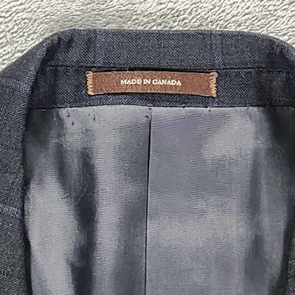 Peter Millar Blazer Mens 42R Gray Plaid Wool Made In Canada Sport Coat Jacket